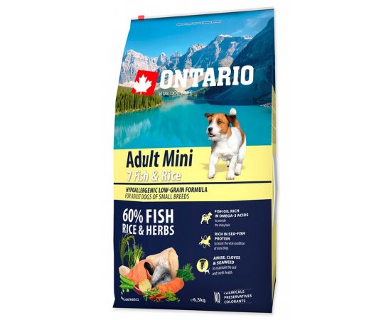 ONTARIO DOG ADULT MINI 7 FISH AND RICE (6,5KG)
