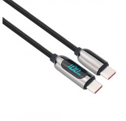 SOLIGHT SSC1801 USB-C KABEL KIJELZOVEL, USB-C CSATLAKOZO - USB-C CSATLAKOZO, 100W, 1M