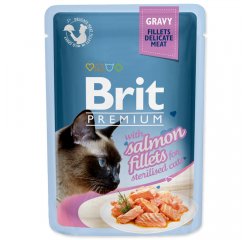 BRIT PREMIUM CAT TASAK DELICATE FILLETS IN GRAVY WITH SALMON FOR STERILISED 85G (293-111254)